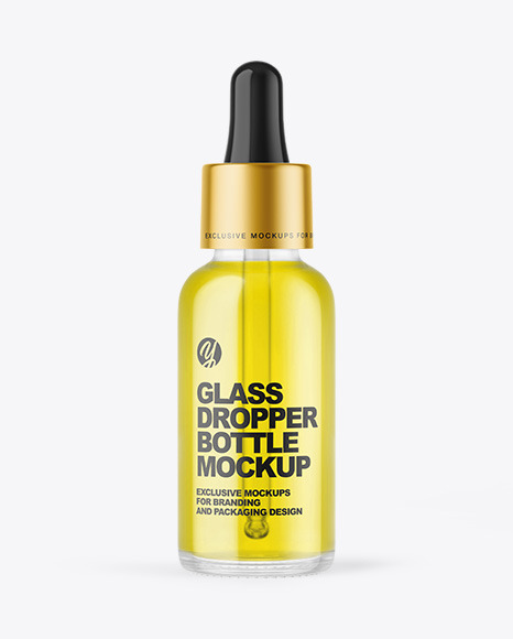 Clear Glass Dropper Bottle with Oil Mockup