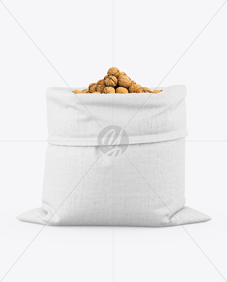 Free Canvas Sack with Walnuts Mockup PSD Mockups
