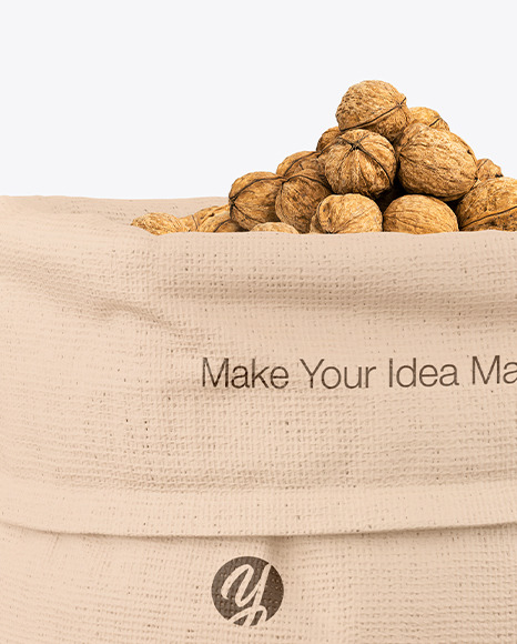 Canvas Sack with Walnuts Mockup PSD #1