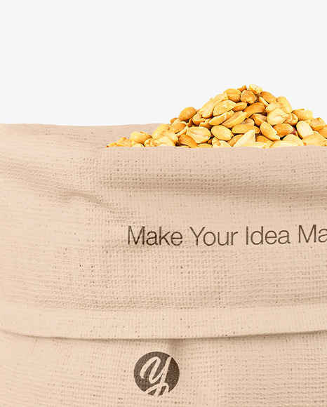 Canvas Sack with Roasted Peanuts Mockup PSD #1