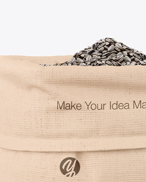 Canvas Sack with Sunflower Seeds Mockup PSD #1