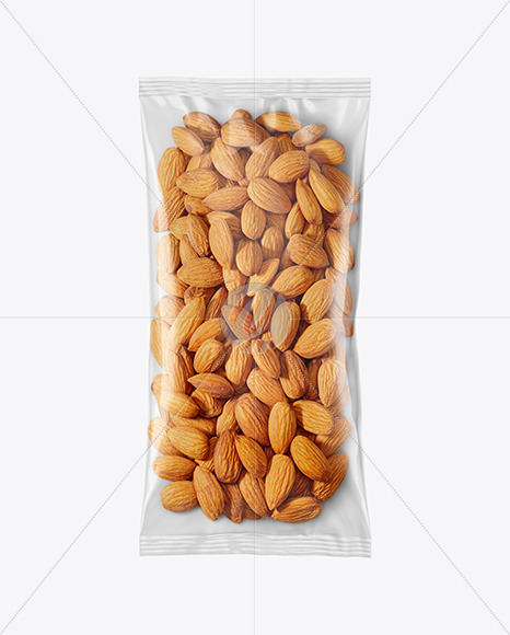 Free Clear Plastic Pack w/ Almond Mockup PSD Mockups