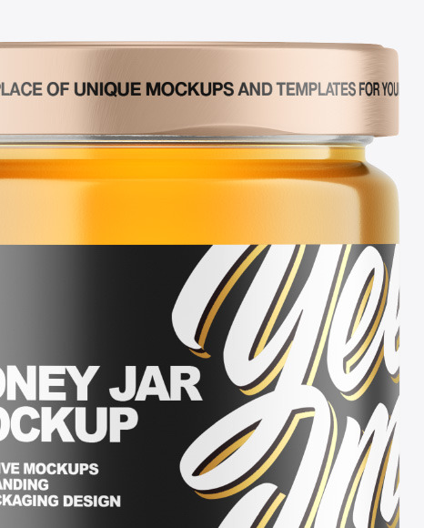 Clear Glass Honey Jar Mockup PSD #2