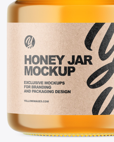 Clear Glass Honey Jar Mockup PSD #6