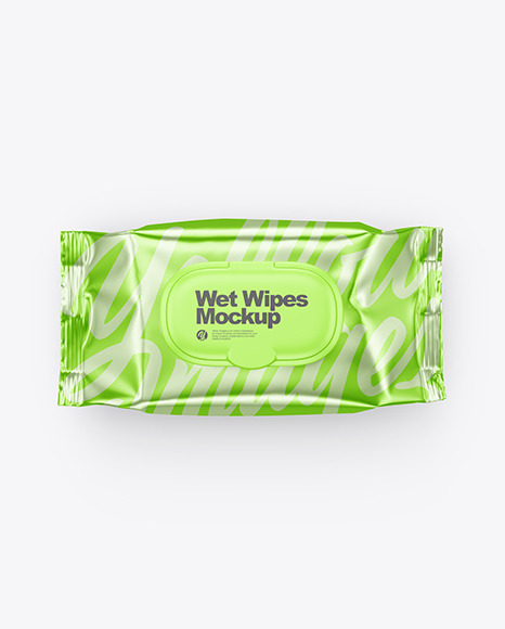 Metallic Wet Wipes Pack Mockup PSD #2
