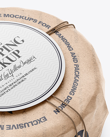 Cheese Wheel Wrapped In Kraft Paper Mockup PSD #6