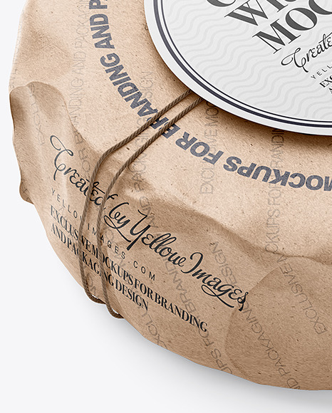Cheese Wheel Wrapped In Kraft Paper Mockup PSD #7