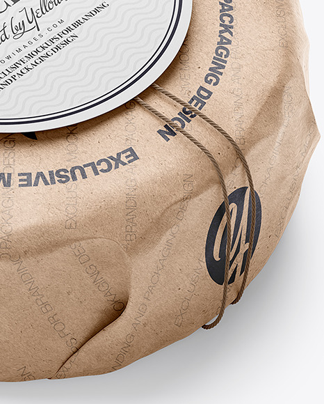 Cheese Wheel Wrapped In Kraft Paper Mockup PSD #5