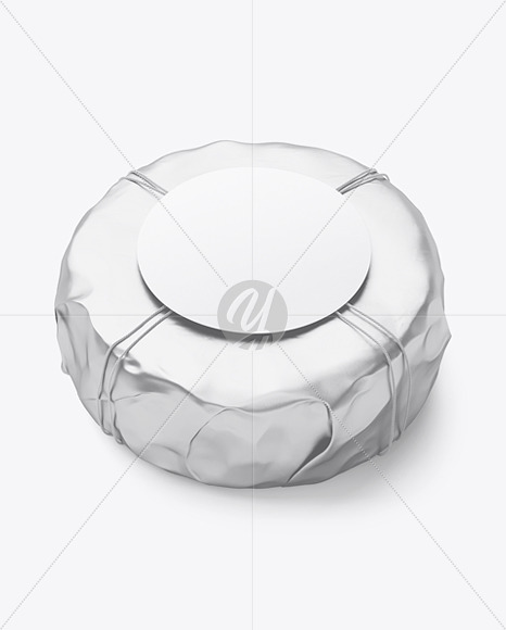 Free Cheese Wheel Wrapped In Metallized Paper Mockup PSD Mockups