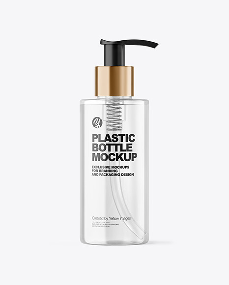 Clear Cosmetic Bottle with Pump Mockup
