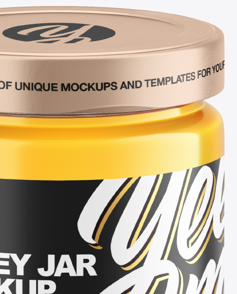 Clear Glass Honey Jar Mockup PSD #2