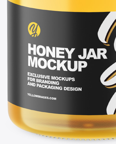 Clear Glass Honey Jar Mockup PSD #1