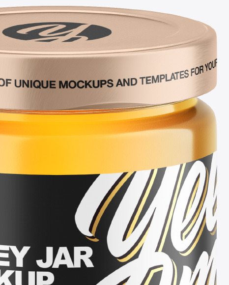 Clear Glass Honey Jar Mockup PSD #2