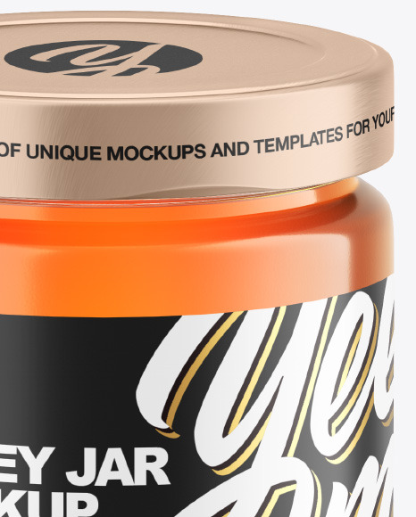 Clear Glass Honey Jar Mockup PSD #2