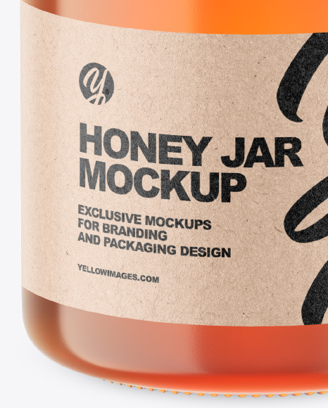 Clear Glass Honey Jar Mockup PSD #6