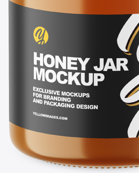 Clear Glass Raw Honey Jar Mockup PSD #1