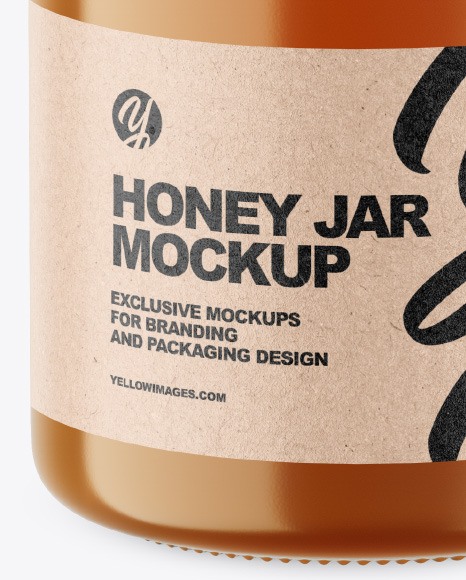 Clear Glass Raw Honey Jar Mockup PSD #6