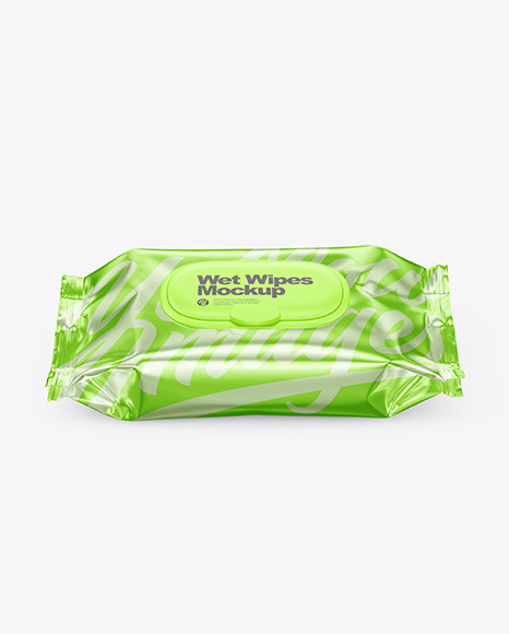 Metallic Wet Wipes Pack Mockup PSD #2