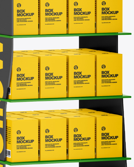 Plastic Display Stand w  Boxes Mockup PSD #1