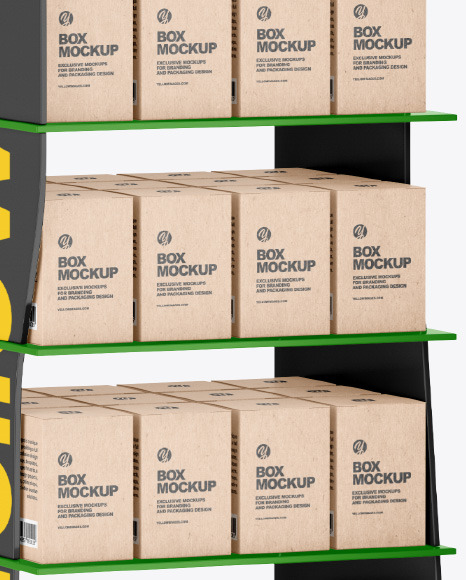 Plastic Display Stand w  Boxes Mockup PSD #6