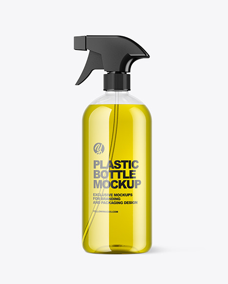 Clear Spray Bottle with Oil Mockup