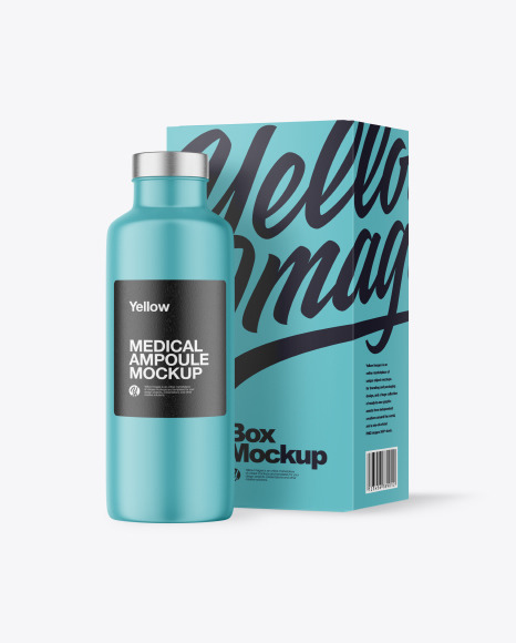 Matte Medical Ampoule with Box Mockup