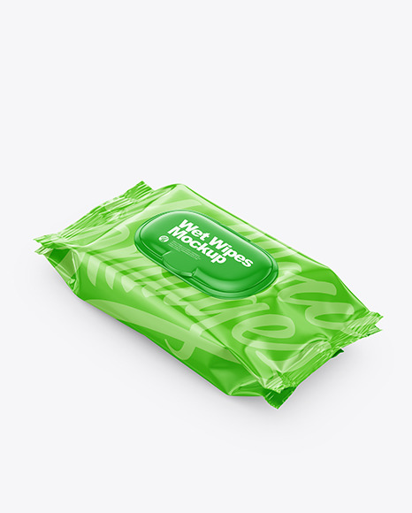Glossy Wet Wipes Pack Mockup