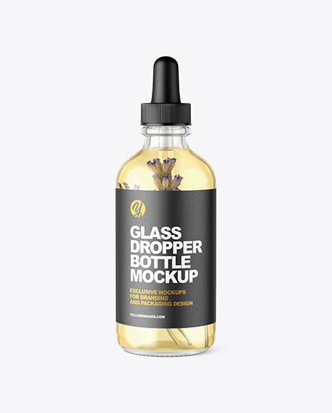 Glass Cosmetic Dropper Bottle With Flowers Mockup PSD #2