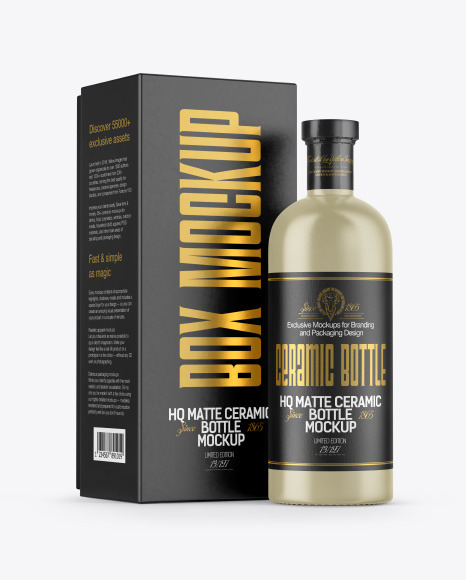 Ceramic Bottle with Box Mockup