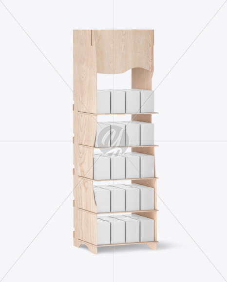 Wooden Display Stand w/ Boxes Mockup Wooden Display Stand w/ Boxes Mockup