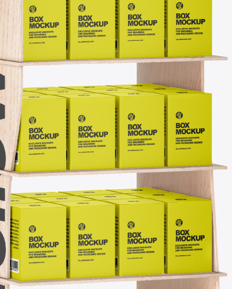 Wooden Display Stand w  Boxes Mockup PSD #1