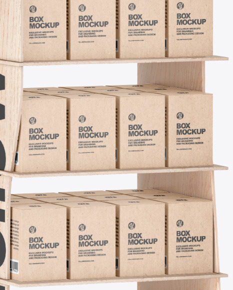 Wooden Display Stand w  Boxes Mockup PSD #6