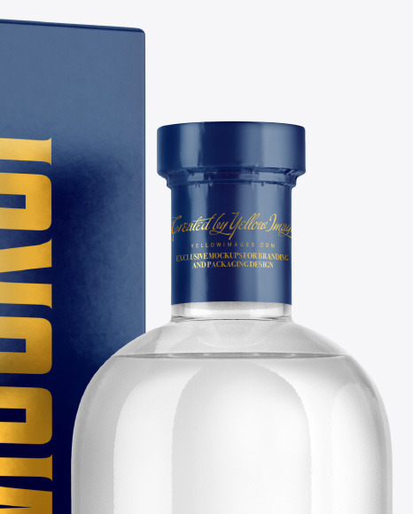 Gin Bottle with Box Mockup