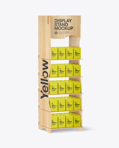 Wooden Display Stand w/ Boxes Mockup