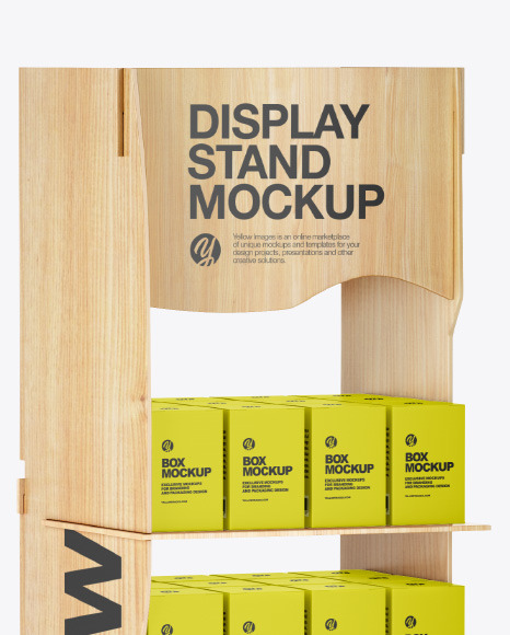 Wooden Display Stand w  Boxes Mockup PSD #2