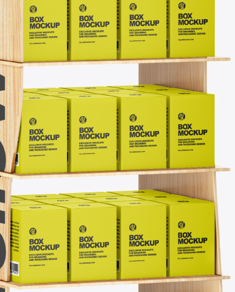 Wooden Display Stand w  Boxes Mockup PSD #1