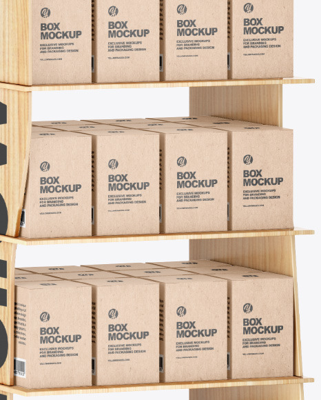 Wooden Display Stand w  Boxes Mockup PSD #6