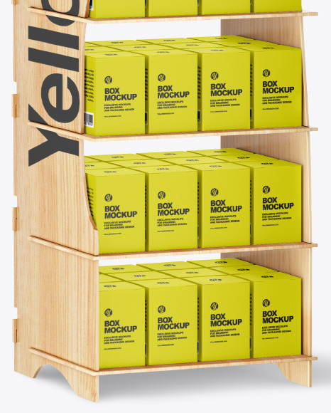 Wooden Display Stand w  Boxes Mockup PSD #7