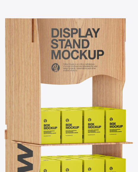 Wooden Display Stand w  Boxes Mockup PSD #2