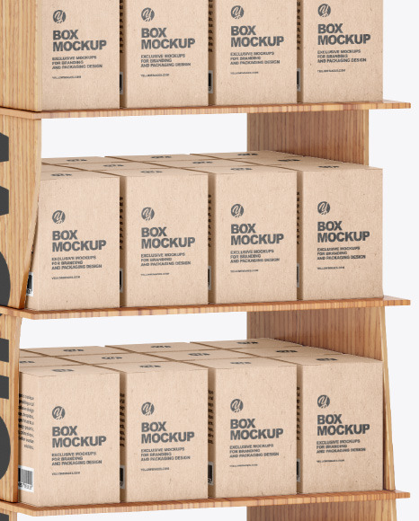 Wooden Display Stand w  Boxes Mockup PSD #6