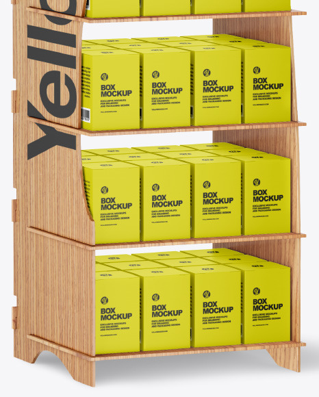 Wooden Display Stand w  Boxes Mockup PSD #7