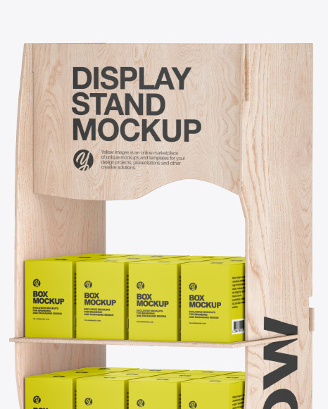 Wooden Display Stand w  Boxes Mockup PSD #2