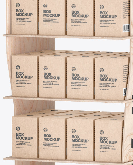 Wooden Display Stand w  Boxes Mockup PSD #6