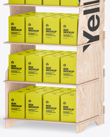 Wooden Display Stand w  Boxes Mockup PSD #7