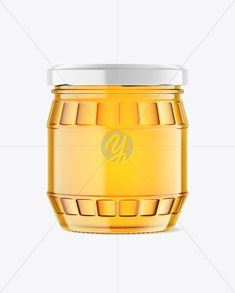 Free Clear Glass Honey Jar Mockup PSD Mockups