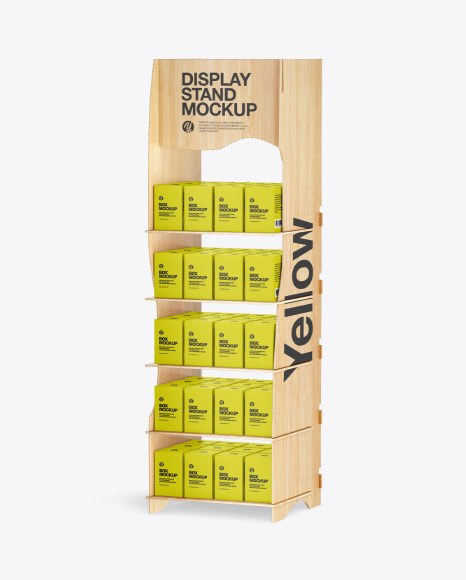 Wooden Display Stand w/ Boxes Mockup