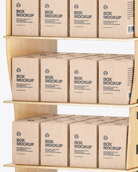 Wooden Display Stand w  Boxes Mockup PSD #6