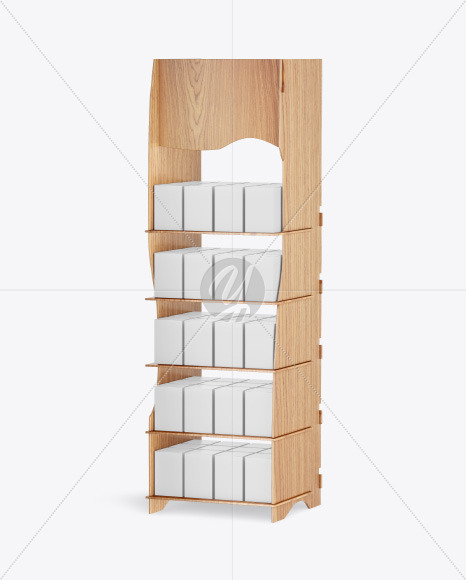 Wooden Display Stand w/ Boxes Mockup