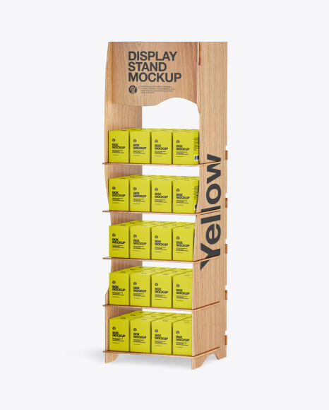 Wooden Display Stand w/ Boxes Mockup