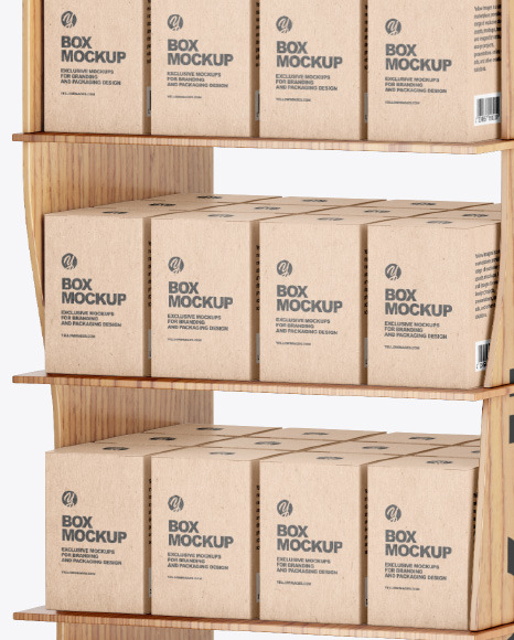 Wooden Display Stand w  Boxes Mockup PSD #6